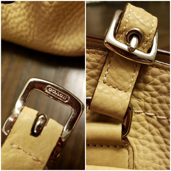 **SOLD** Tan/Beige Coach Pebble Leather Handbag - Picture 5 of 12